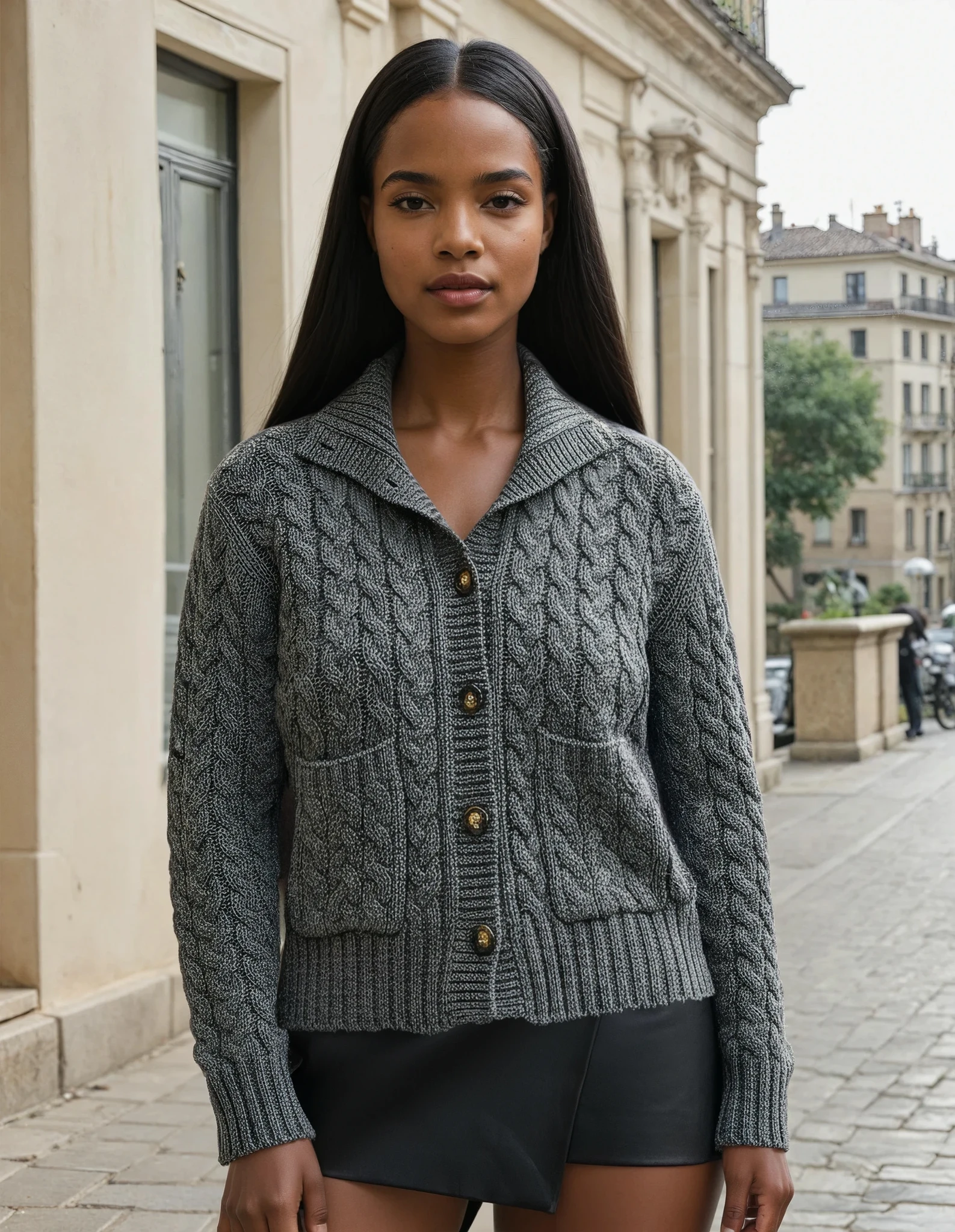 Cable Cardigan – Charcoal